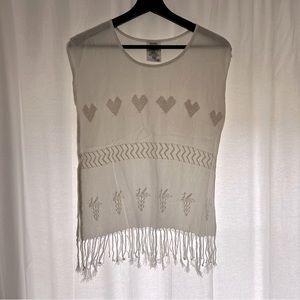 Folklora Authentic Mexican White Embroidered Blouse Sz S